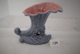 Vintage Red Wing Pottery Cornucopia Vase, Blue & Pink, #1097, USA, 7