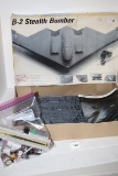 Testors B-2 Stealth Bomber Model Kit & Supplies-Paint-Cement-Brushes-Knife, 1/72 Scale, Box Open