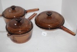 Vision Corning U.S.A Glass 2 Pots & Pan, Pyrex Covers, Pan-10