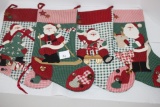 4 Cloth Christmas Stockings, Each 16