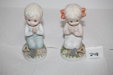 Set Of Vintage Praying Children Porcelain Figurines, Homco, #1452, Each 4 3/4