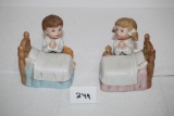 Set Of Bedtime Prayers Pink & Blue Porcelain Figurines, Homco, #1420, 4