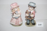 Set Of Vintage Porcelain Figurines, Boy With Rocking Horse, Girl With Doll, Homco, #1419, 5 1/2