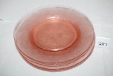 6 Dogwood Plates, Pink Depression Glass, 8