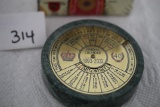 40 Year Perpetual Calendar Paperweight, Brass Discs With Marble Base, 3