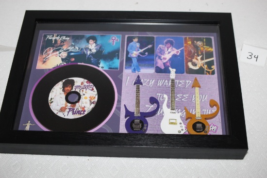 Framed Purple Rain , Prince Display, 13" x 9 1/2" x 1 1/4" incl. frame