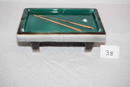 Ceramic Pool Table Ash Tray, 7 1/4" x 5" x 2 1/4"H