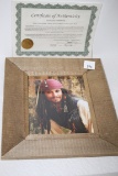 Framed Pirates Of The Caribbean, Johnny Depp, Autographed Photo, COA, 15