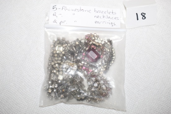 Assorted Rhinestone Bracelets, Necklaces, Earrings