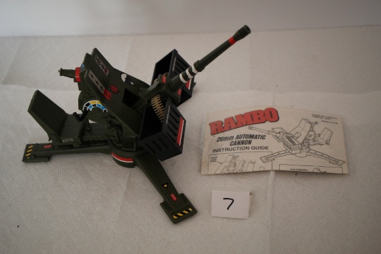 Vintage Rambo 20mm Automatic Cannon Toy, Instruction Guide, Coleco, Item#0835, Plastic, 12"L
