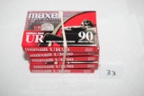 5 New Maxell UR 90 Cassette Tapes, Sealed