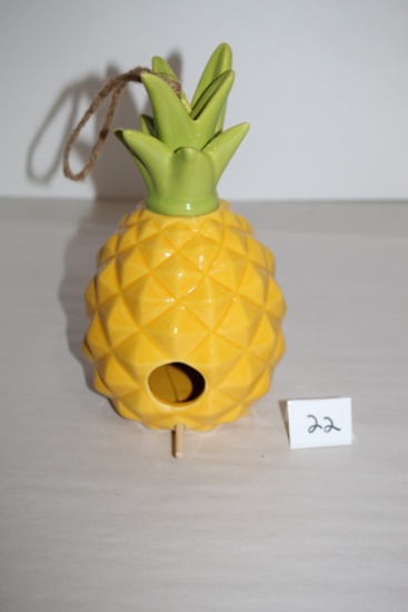 Ceramic Pineapple Hanging Birdhouse, 8 1/2"