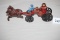 Cast Iron 2 Horse Drawn Fire Pumper Wagon, 8 1/2