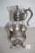 Vintage Glass Coffee Pitcher Carafe With Footed Metal Warmer Stand, 13 1/4