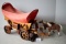 Covered Wagon Lamp, Wood, Metal, Fabric, 13
