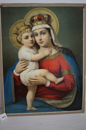 Vintage St. Mary Help Us Print, #2077, Bottom Reads: "Maria Hilf., S. Maria Dell ' Ajuto., Ste Marie