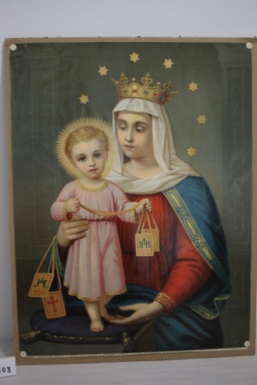 Vintage Madonna Of The Scapulary Print, #2039, Bottom Reads: "Madonna Vom Scapulier,