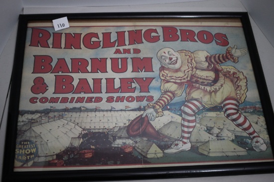 Framed Ringling Bros and Barnum & Bailey Combined Shows Poster, 25" x 19" incl. frame