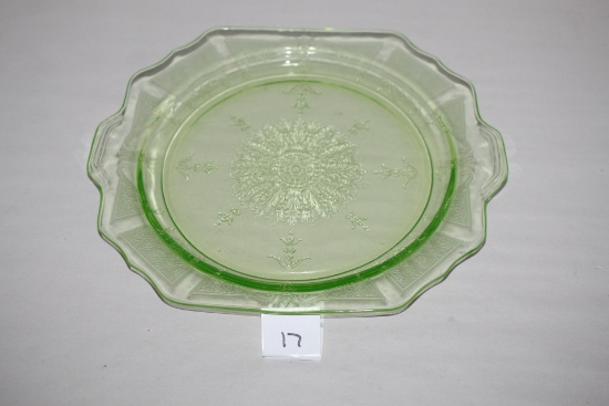 Princess Green Depression Glass Plate, 11 1/2"