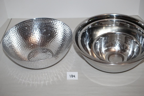 Stainless Mixing Bowls, 6 3/4" Round, 2-9 1/2" Round, 11" Round, 10" Round