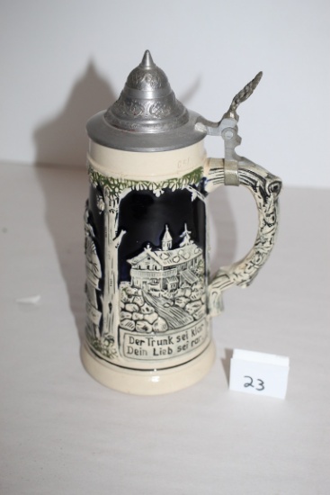 Beer Stein With Pewter Lid, 0.5L, Made In Germany, A, #4, 8 1/2" Incl. Lid