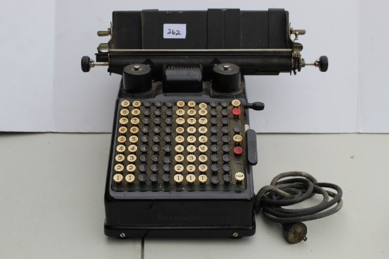 Vintage Burroughs Adding Machine, 13" x 9" x 10"H