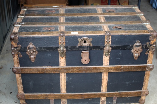 Vintage Steamer Trunk, No Key, 38 1/2" x 21 1/2" x 26"