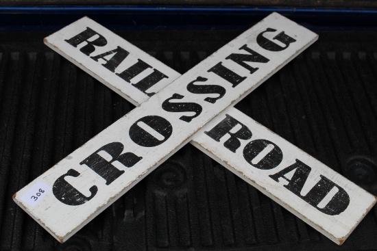 Railroad Crossing Wall Hanging, Wood, 21" x 21"