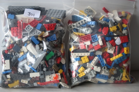2 Bags Of Assorted Legos, Bag Sizes 10" x 8"