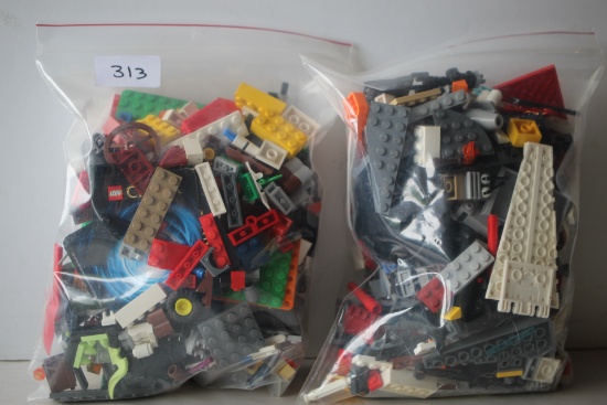 2 Bags Of Assorted Legos, Bag Sizes 10" x 8"