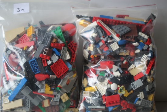 2 Bags Of Assorted Legos, Bag Sizes 11" x 9"