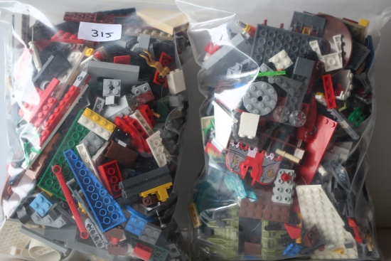 2 Bags Of Assorted Legos, Bag Sizes 11" x 9"