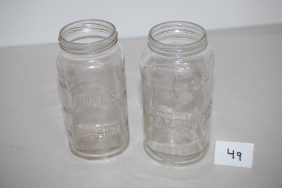 2 Mason Glass Jars, 5 3/4"