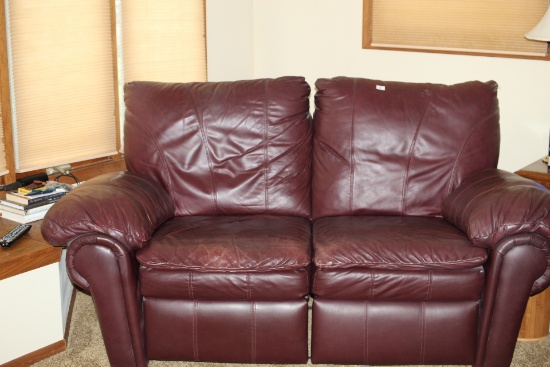 Reclining Leather Love Seat, 70"W x 35"H x 38"D, Clean, Smoke Free Home, LOCAL PICK UP ONLY