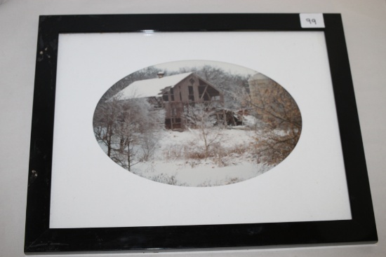 Framed Photograph Of Old Barn, 18" x 14" incl. frame
