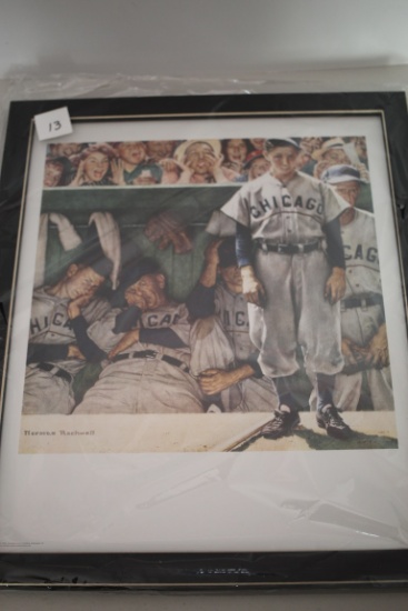 Framed Under Glass Norman Rockwell The Dugout Print, Sealed