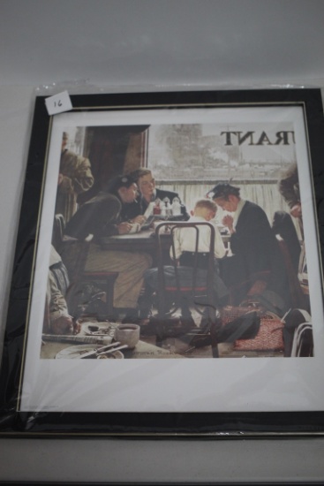 Framed Under Glass Norman Rockwell Saying Grace Print, Sealed