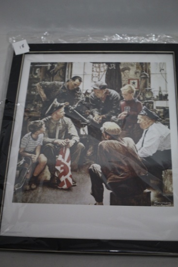 Framed Under Glass Norman Rockwell Homecoming Marine Print