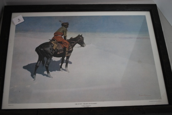 Framed Under Glass Frederic Remington, The Scout: Friends Or Enemies? Print, A.A. Inc.