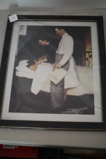 Framed Under Glass Norman Rockwell Freedom From Fear Print, Sealed