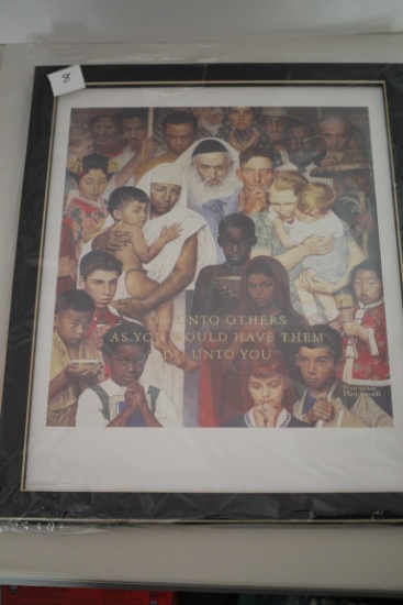 Framed Under Glass Norman Rockwell Do Unto Others….. Print