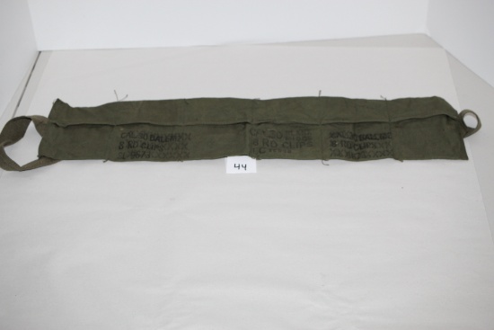 Military Bandolier Pouch, Cal.30, Blank M1909, 8 RD Clips, LC 12693, 22" x 4 1/2"