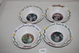 Vintage Kellogg's Toasted Corn Flakes Cereal Bowls, 1996, Ceramic, #'s 1-4, 4 Bowls in Series,