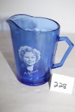 Vintage Cobalt Blue Shirley Temple Pitcher, 4 1/4