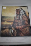 Framed Indian On Horse Back Print, Ruane Manning, 1992 Donald Art Co., Litho In USA