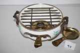 Footed Warmer With Handles, Metal, 3 3/4