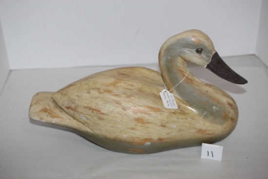 Vintage Hand Carved Goose Decoy, 15" x 6"