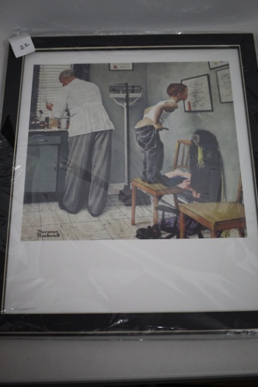 Framed Under Glass Norman Rockwell Before The Shot Print, copyright 1958