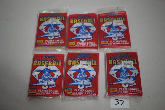 6 Packs Score 1988 Baseball Player Cards & Trivia Cards, Unopened