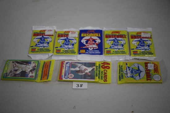 8 Packs Score 1989 & 1990 Baseball Player Cards & Trivia Cards, Unopened